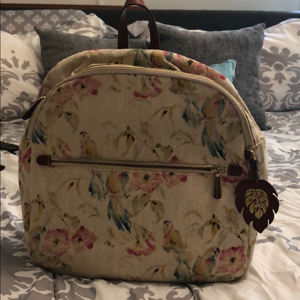 Parrot and floral backpack